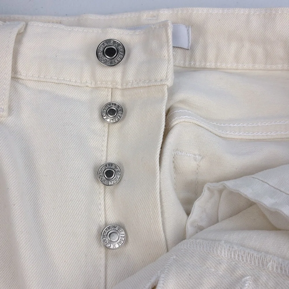 RE/DONE 90s High Rise Ankle Crop Jean Vintage White Button-Fly Slim Levis  26 - Picture 11 of 15